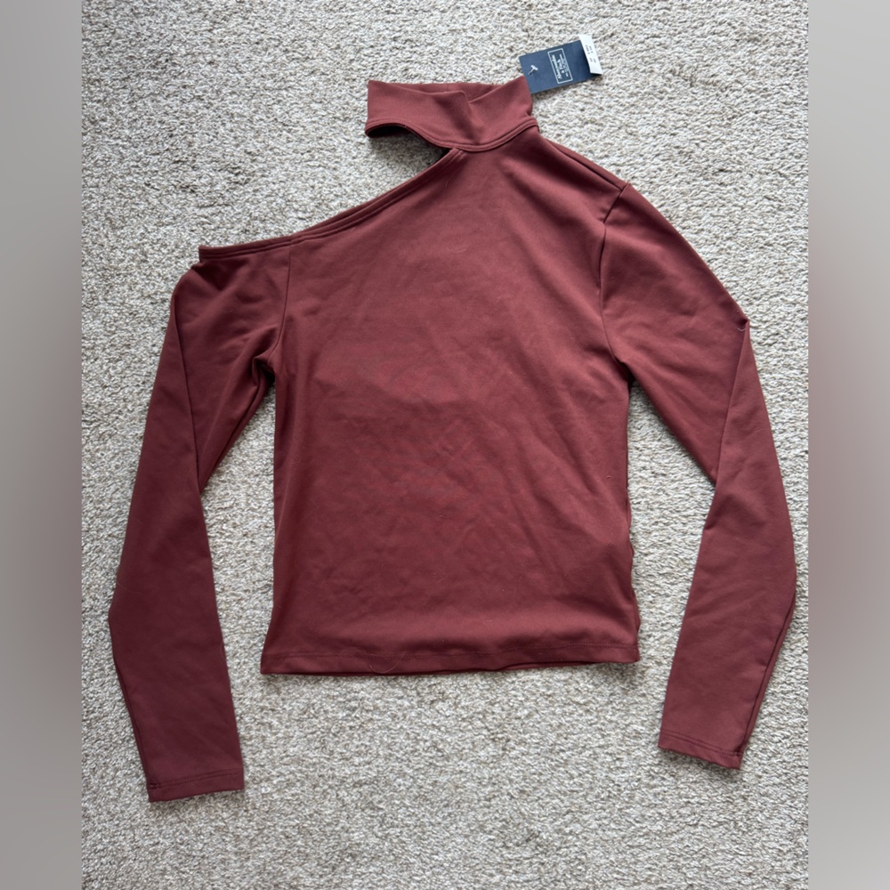 A&F Maroon One-Shoulder Top